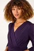 Roman Purple Mock Wrap V-Neck Stretch Midi Dress - 20 Image 4