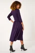 Roman Purple Mock Wrap V-Neck Stretch Midi Dress - 20 Image 3