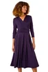 Roman Purple Mock Wrap V-Neck Stretch Midi Dress - 20 Image 1
