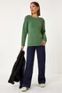 Roman Green Yoke Stitch Detail Jumper - Size 14 Clothing Image 2