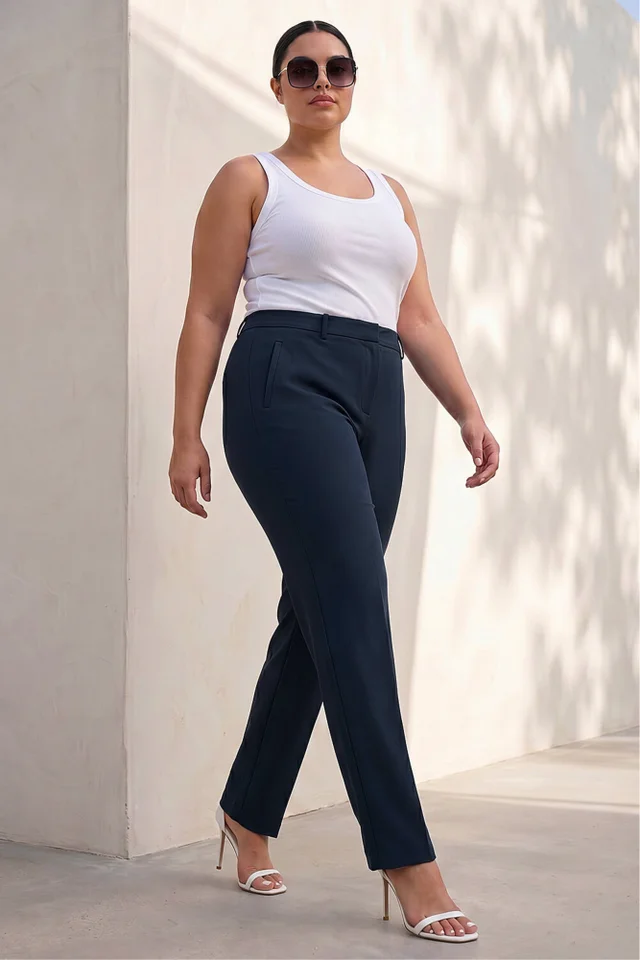Roman Navy Curve Straight Leg Trouser
