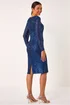Roman Navy Sequin Sweetheart Stretch Midi Dress - 16 Image 4