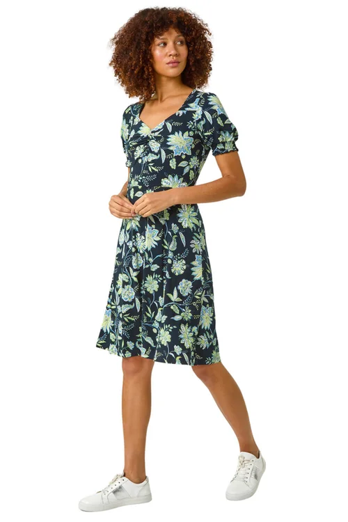 Roman Lime Floral Sweetheart Dress - Size 10 Image 2
