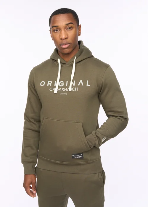 Crosshatch Dark Olive Jamals Hoodie - Small Image 1