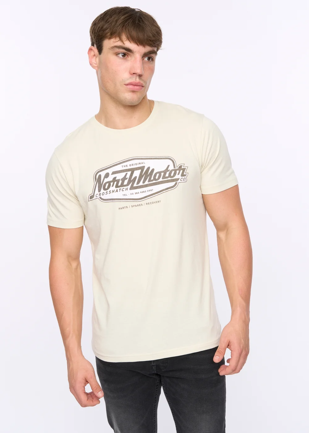 Crosshatch Off White Hellmere T-Shirt - Large Image 1