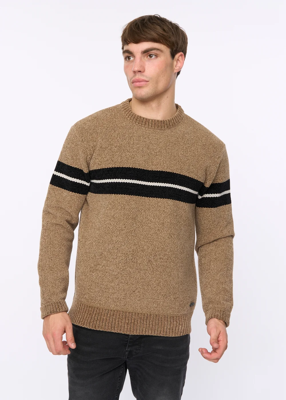 Crosshatch Taupe Roundall Chenille Knit - Large Image 1