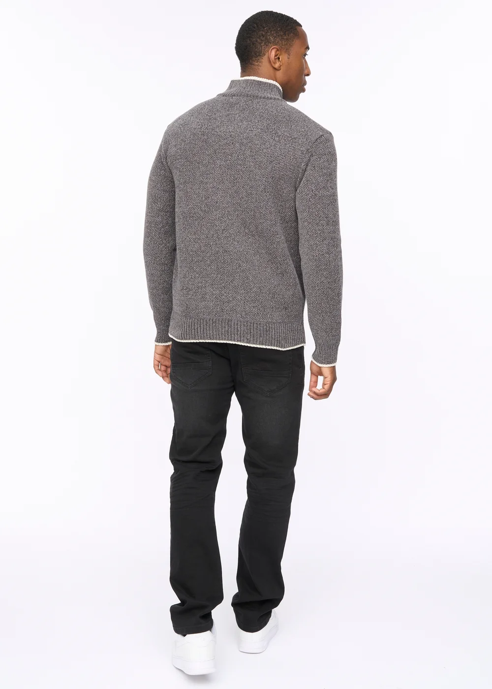 Crosshatch Grey Coldwell Chenille 1/4 Zip Knit - Small Image 2