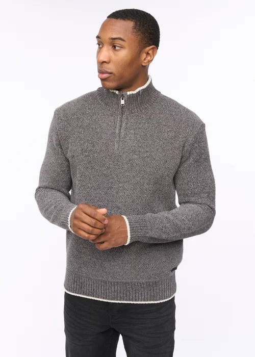 Crosshatch Grey Coldwell Chenille 1/4 Zip Knit - Small Image 3