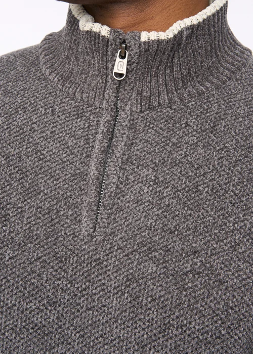Crosshatch Grey Coldwell Chenille 1/4 Zip Knit - Small Image 4