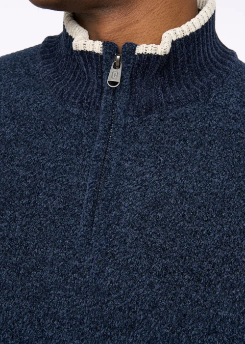 Crosshatch Navy Coldwell Chenille 1/4 Zip Knit - Large Image 4