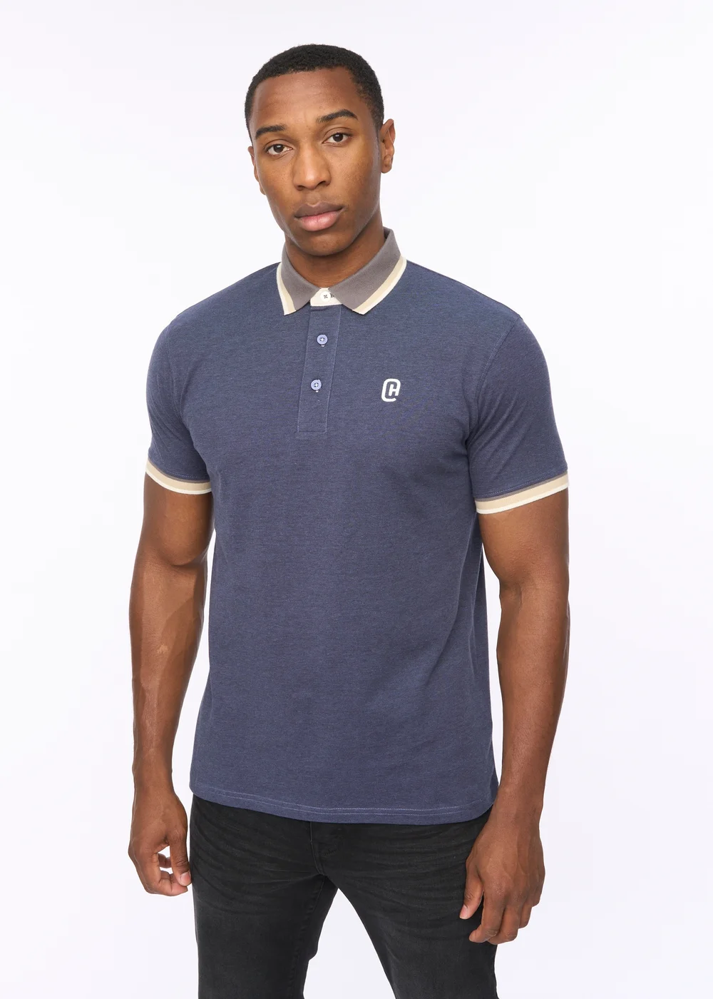 Crosshatch Denim Blue Chimlacks Polo - Small Image 1