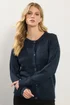 Long Tall Sally Navy Blue Knitted Button Cardigan - Size 8-10 Image 1
