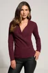 Long Tall Sally Burgundy Red Knitted Wrap Jumper - Size 22-24 Image 1