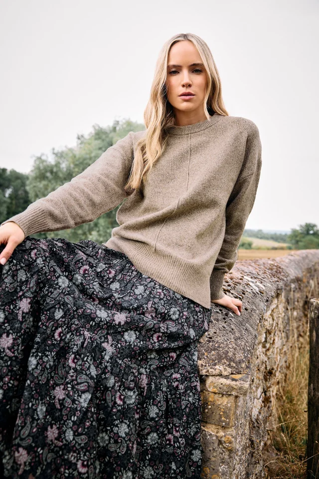 Long Tall Sally Light Brown Seam Front Jumper