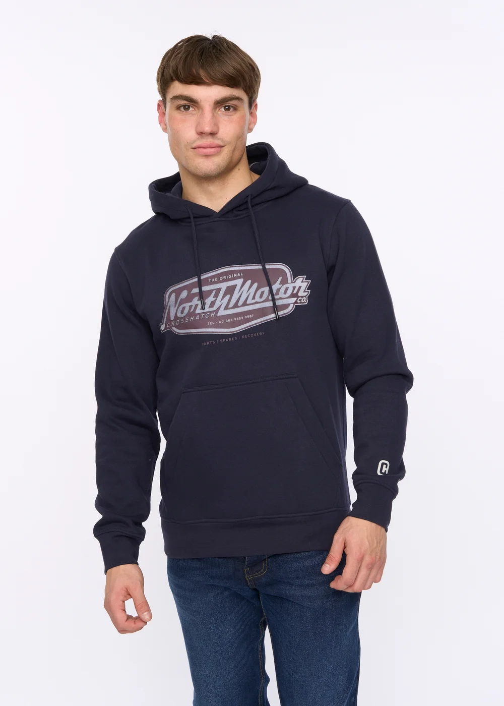 Crosshatch Navy Hellmere Hoodie - Extra Large Image 1