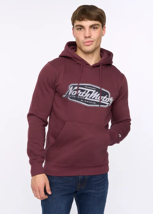 Crosshatch Raisin Hellmere Hoodie - Small Image 3