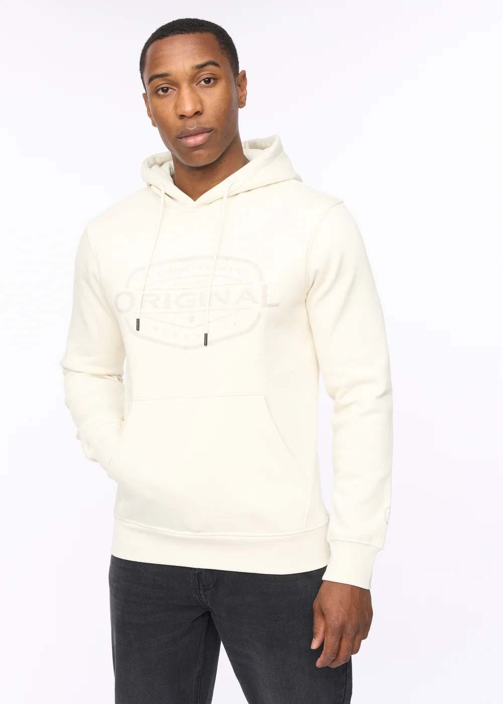 Crosshatch Off White Traptons Hoodie - Large Image 1