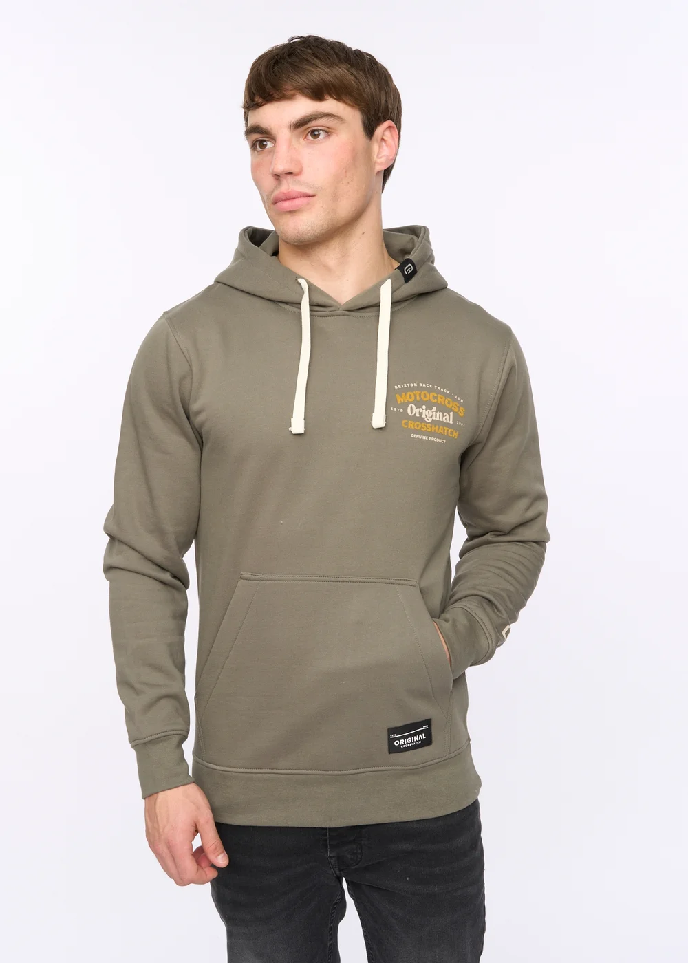 Crosshatch Olive Motocross Hoodie - Small Image 1