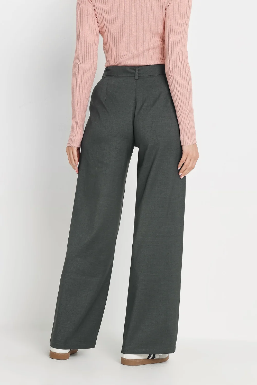 Long Tall Sally Charcoal Grey Buckle Belt Wide Leg Trousers - 18/L34 Image 4