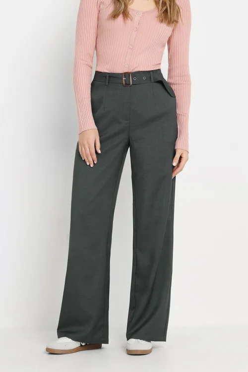Long Tall Sally Charcoal Grey Buckle Belt Wide Leg Trousers - 18/L34 Image 3