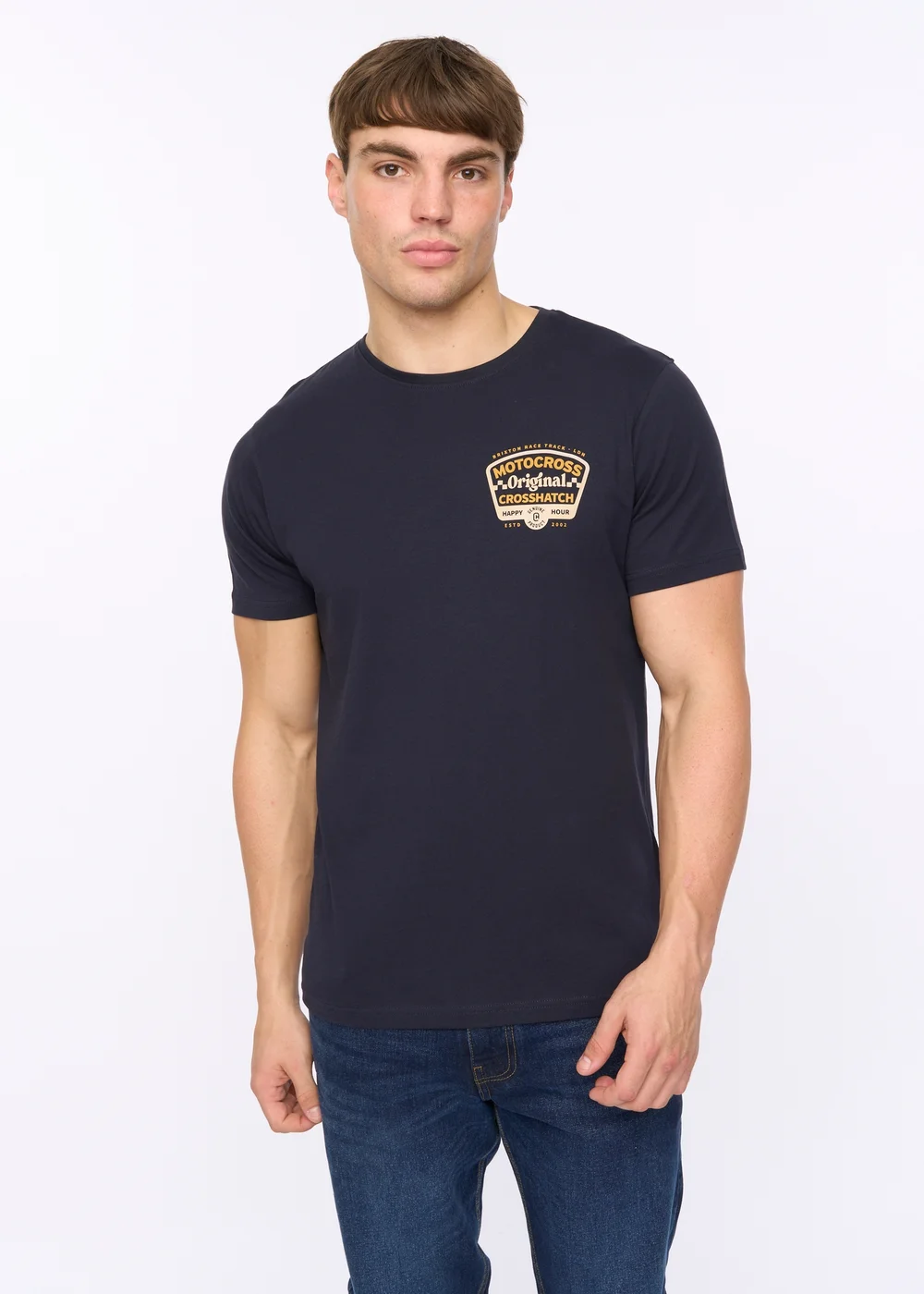 Crosshatch Navy Motocross T-Shirt - Small Image 1