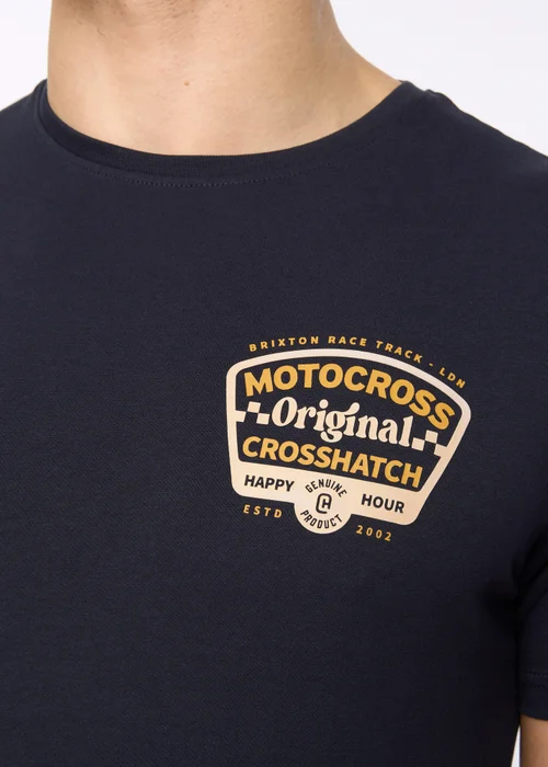 Crosshatch Navy Motocross T-Shirt - Small Image 4