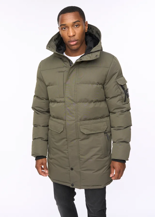 Crosshatch Olive Milwaka Long Jacket