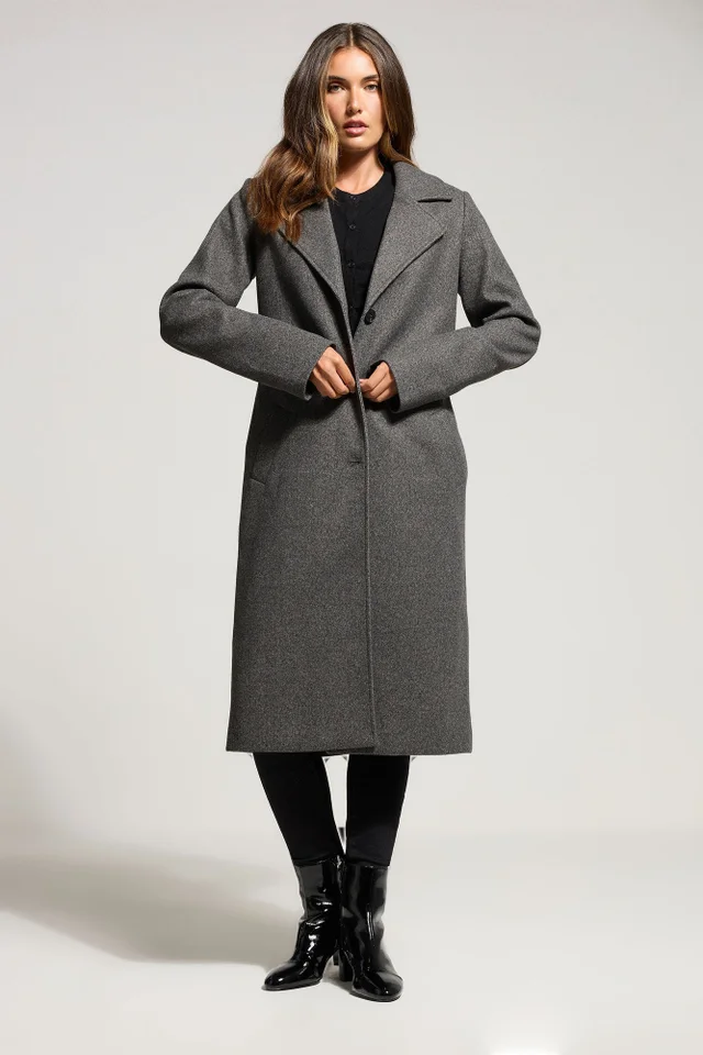 Long Tall Sally Charcoal Grey Formal Midi City Coat