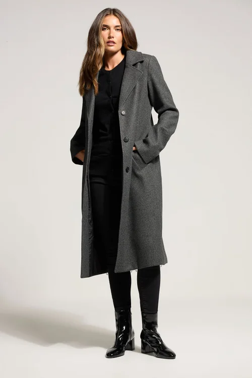 Long Tall Sally Charcoal Grey Formal Midi City Coat - 16 Image 1