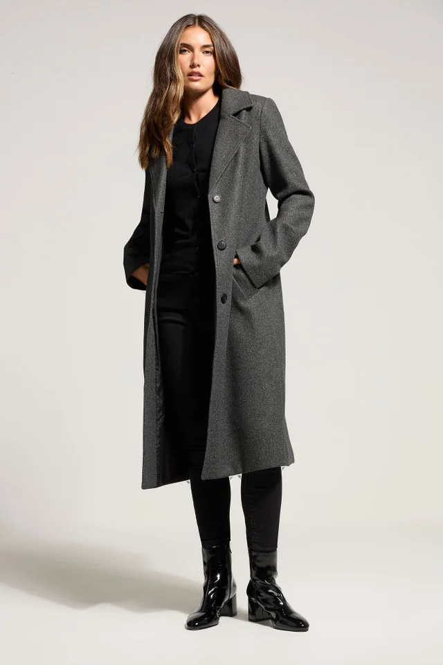 Long Tall Sally Charcoal Grey Formal Midi City Coat