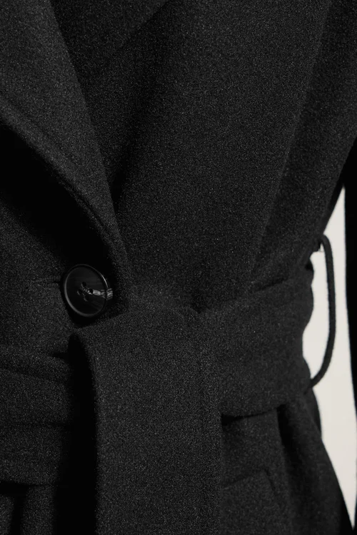 Long Tall Sally Black Formal Wrap Belted Midi Coat - 18 Image 4