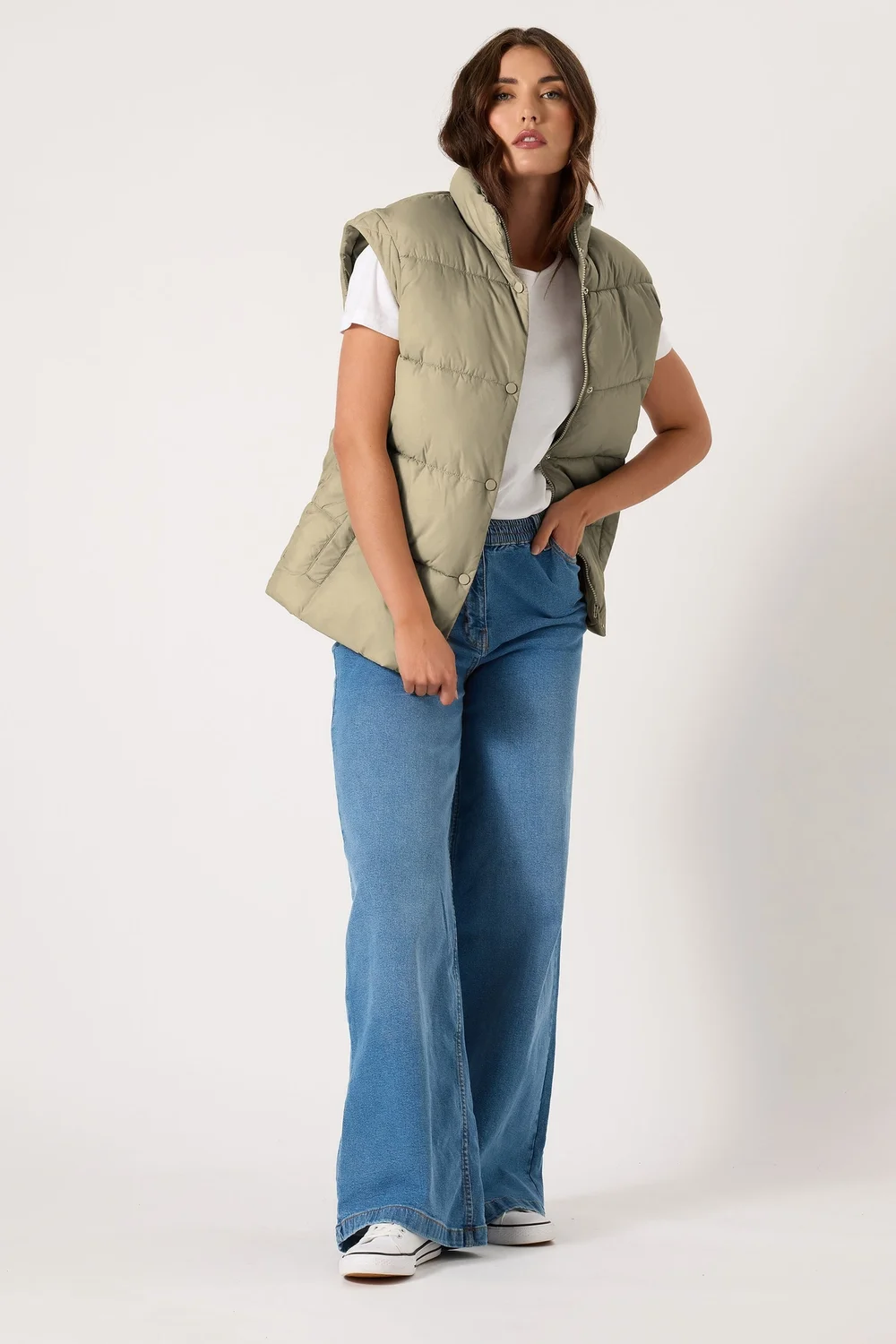 Long Tall Sally Natural Brown Padded Gilet - 18 Image 2