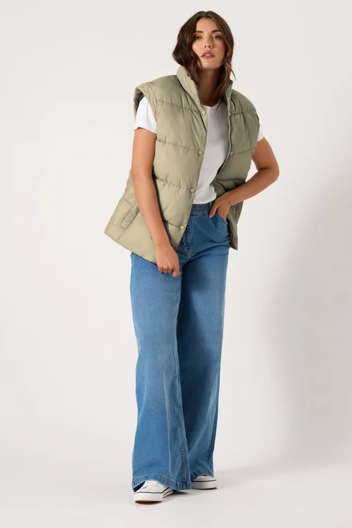 Long Tall Sally Natural Brown Padded Gilet - 18 Image 2