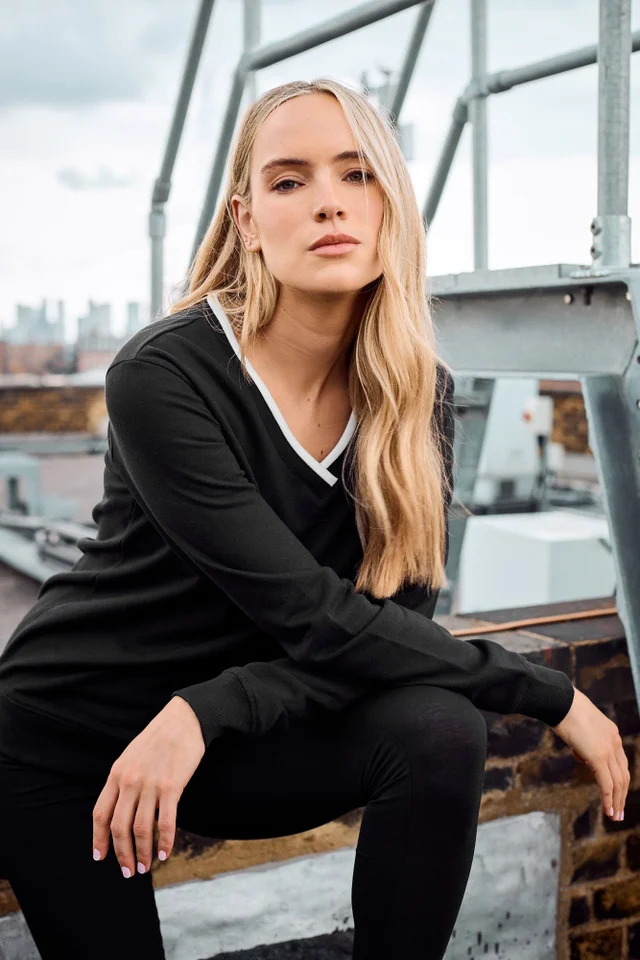 Long Tall Sally Black Contrast Ribbed Trim Sweatshirt