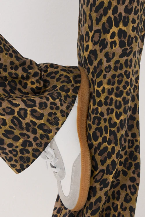 Long Tall Sally Brown Leopard Print Flared Leggings - 8/L36 Image 4