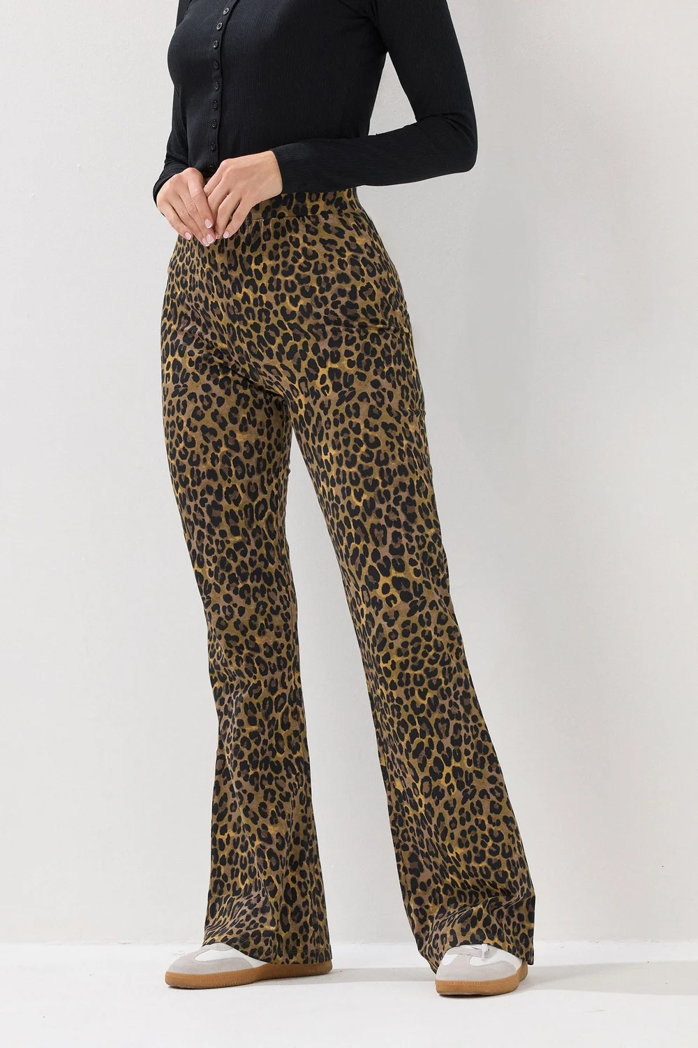 Long Tall Sally Brown Leopard Print Flared Leggings - 8/L36 Image 2