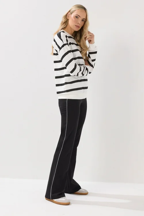 Long Tall Sally Black Striped Kick Flare Leggings - 16/L34 Image 1