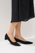 Long Tall Sally Black Pointed Block Court Heel - Size 11 Image 1