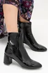 Long Tall Sally Black Patent Block Heel Ankle Boot - Size 7 Image 1