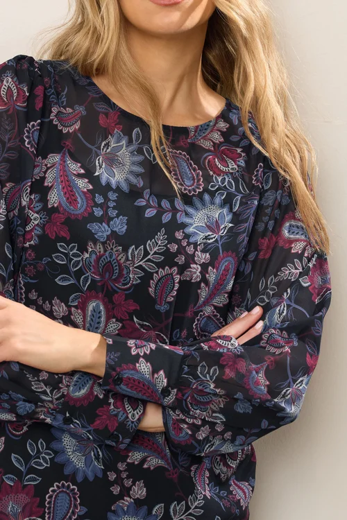 Long Tall Sally Purple Paisley Sheer Blouse - Size 12 Image 4