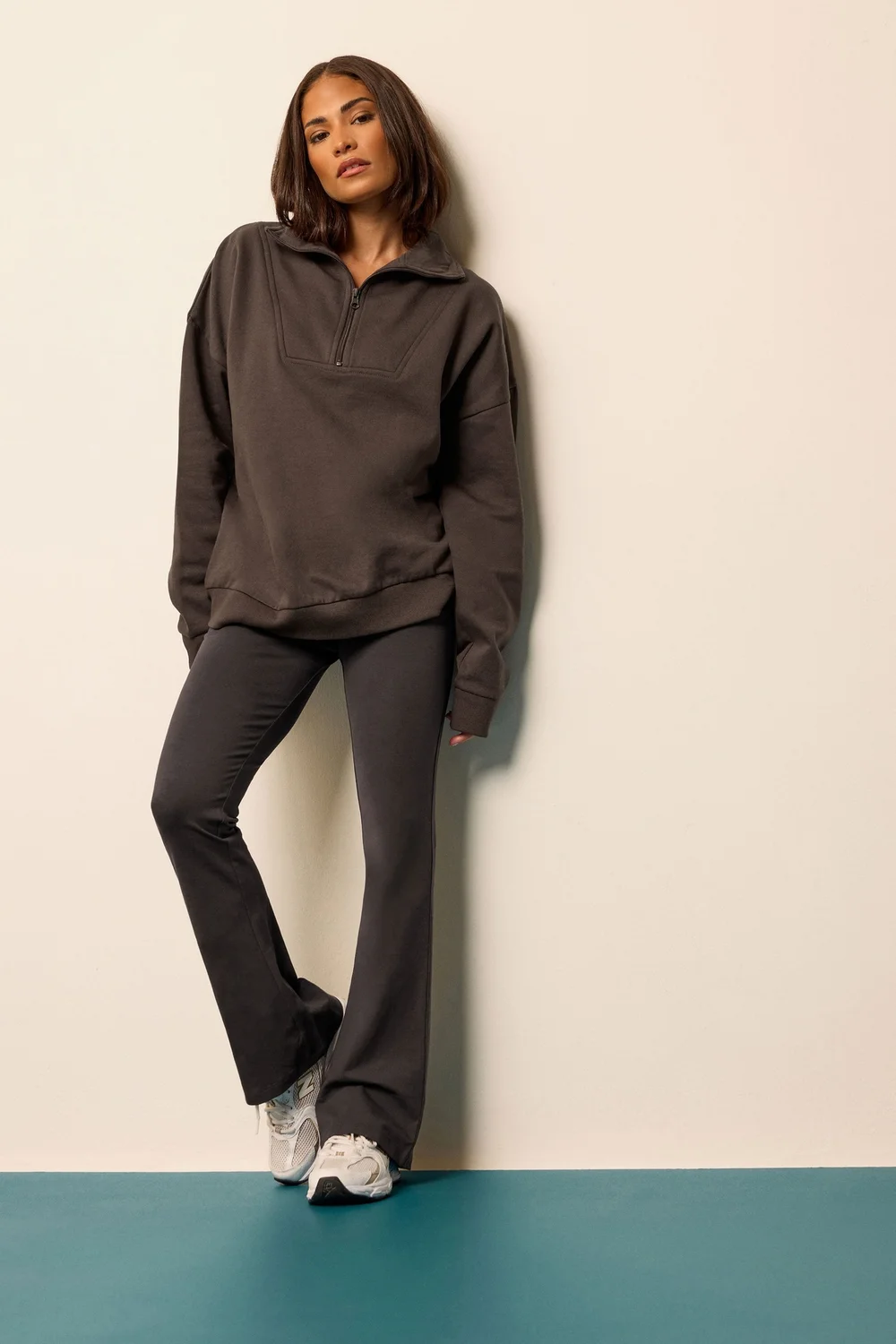 PixieGirl Petite Chocolate Brown Fold Over Flared Leggings - 12/L27 Image 1