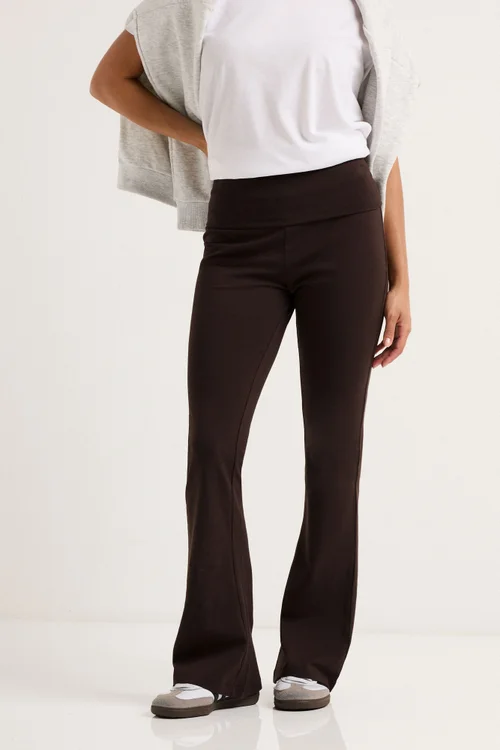 PixieGirl Petite Chocolate Brown Fold Over Flared Leggings - 12/L27 Image 3