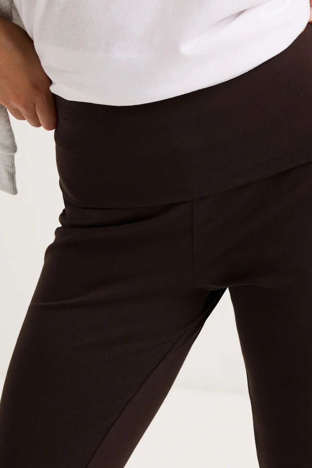 PixieGirl Petite Chocolate Brown Fold Over Flared Leggings - 12/L27 Image 5