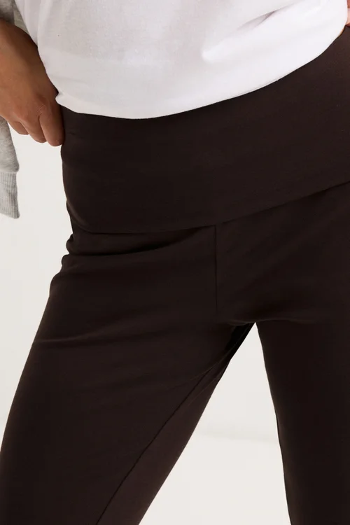 PixieGirl Petite Chocolate Brown Fold Over Flared Leggings - 12/L27 Image 4