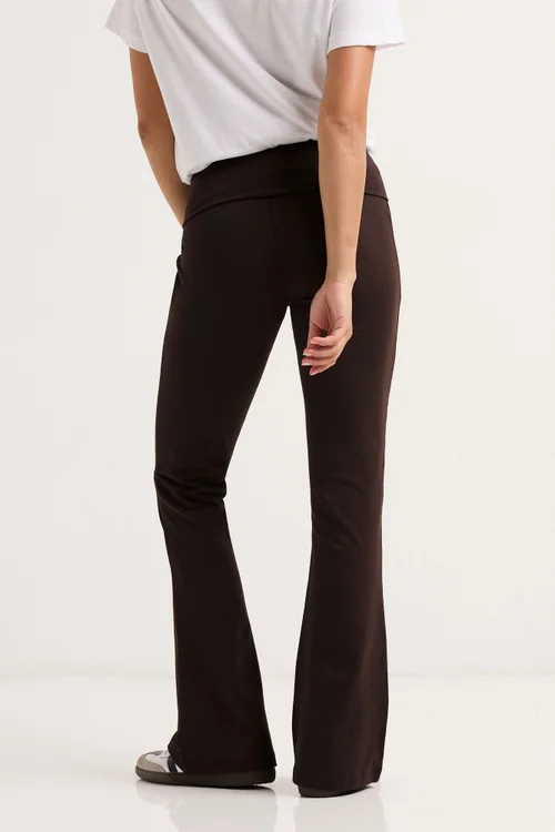 PixieGirl Petite Chocolate Brown Fold Over Flared Leggings - 12/L27 Image 4