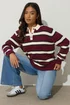 PixieGirl Petite Burgundy Red Stripe Rugby Jumper - Size 10-12 Image 2