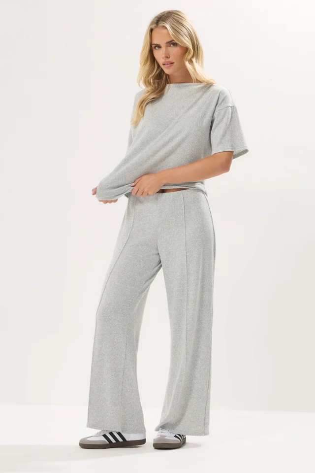 PixieGirl Petite Grey Marl Soft Touch Pintuck Trousers