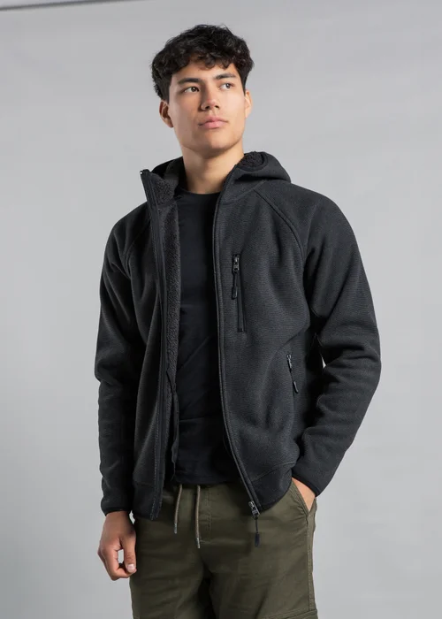 Kensington Eastside Grey Microstriped Fleece Sherpa-Lined Jumper - Extra Large Image 3