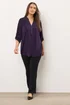 Evans Curve Plum Purple Zip Front Jersey Blouse - Size 22-24 Image 2