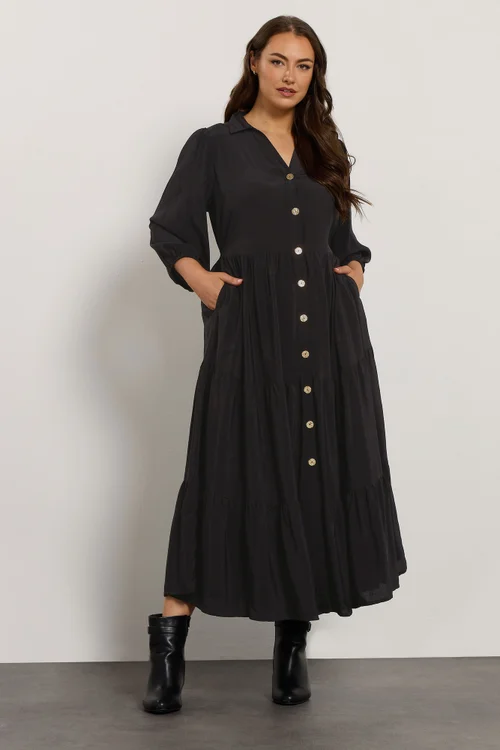 Evans Curve Black Tiered Maxi Dress - 18 Image 2